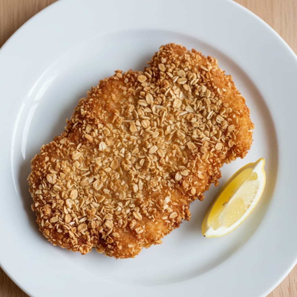 שניצל עוף בציפוי שיבולת שועל (ללא פירורי לחם)